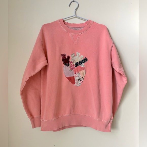 Tops - 2. Upcycled Patchwork ANATOMICAL -pink- Crewneck Handmade Reworked Sweatshirt